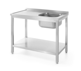 Drezový stôl s poličkou – skrutkové, hĺbka 600 mm, HENDI, Profi Line, Pravá strana, 1000x600x(H)850mm