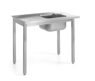 Nakladací stôl pre umývačky riadu s drezom – skrutkový, HENDI, Kitchen Line, 1000x600x(H)850mm