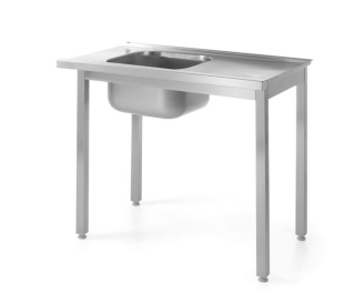 Nakladací stôl pre umývačky riadu s drezom – skrutkový, HENDI, Kitchen Line, 1000x600x(H)850mm