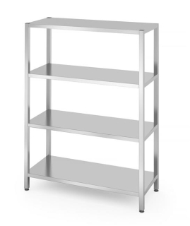 Skladovací regál so 4 plnými policami – skrutkový, HENDI, Kitchen Line, 1200x500x(H)1800mm