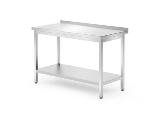 Stenový stôl s poličkou – skrutkový, hĺbka 700 mm, HENDI, Profi Line, 1200x700x(H)850mm