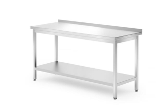 Stenový stôl s poličkou – skrutkový, hĺbka 700 mm, HENDI, Profi Line, 1600x700x(H)850mm