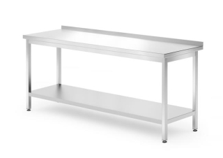 Stenový stôl s poličkou – skrutkový, hĺbka 700 mm, HENDI, Profi Line, 1800x700x(H)850mm