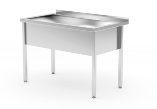 Stôl s jedným premývacím drezom – zváraný, hĺbka 700 mm, výška komory 300 mm, HENDI, Profi Line, 800x700x(H)850mm