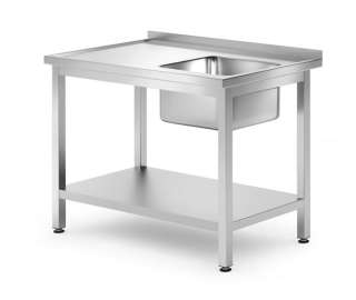 Drezový stôl s poličkou – skrutkové, hĺbka 700 mm, HENDI, Profi Line, Správne, 1000x700x(H)850mm