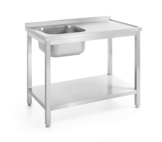 Drezový stôl s poličkou – skrutkové, hĺbka 700 mm, HENDI, Profi Line, Ľavá, 1000x700x(H)850mm