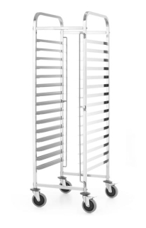 Pojazdný vozík s kapacitou , HENDI, Kitchen Line, 15 vodidiel zásobníka 600x400, Strieborná, 470x620x(H)1735mm