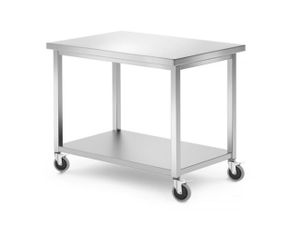 Mobilný stôl, s poličkou – skrutkový, HENDI, Kitchen Line, 1000x700x(H)850mm