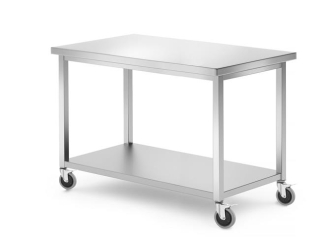 Pojazdný stôl s policou – skrutkovaný, HENDI, Kitchen Line, 1200x600x(H)850mm