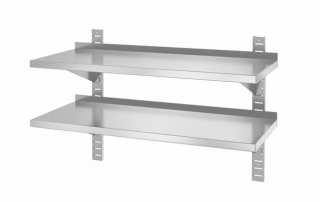 Dvojitá nástenná polica, nastaviteľná, s 2 konzolami, HENDI, 1000x400x(H)600mm