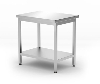 Centrálny stôl s poličkou – skrutkové, hĺbka 600 mm, HENDI, Kitchen Line, 800x600x(H)850mm
