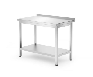 Stenový stôl s poličkou – skrutkový, hĺbka 600 mm, HENDI, Kitchen Line, 1000x600x(H)850mm