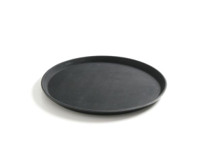 Polypropylénový servírovací podnos, protišmykový, guľatý, čierny, HENDI, ⌀410x(H)20mm