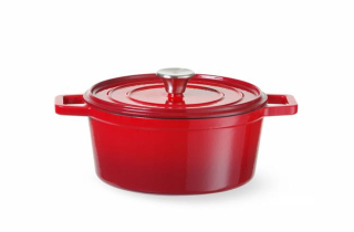 Liatinový smaltovaný kastról, HENDI, 3,7L, Červená, 317x240x(H)105mm