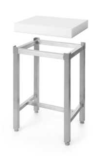 Polyetylénový mäsiarsky klát so základňou, HENDI, 505656 + 505670, Biela, 500x400x(H)800mm