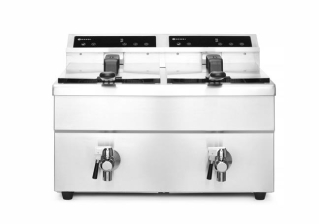 Indukčná fritéza s výpustným ventilom – 2x 8 l, HENDI, Profi Line, 16L, 230V/7000W, 577x609x(H)410mm