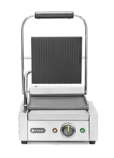 Jednoduchý kontaktný gril, HENDI, drážkovaný vrch a hladké dno, 230V/1800W, 310x375x(H)216mm
