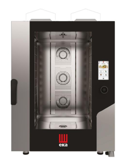 Konvektomat Millennial Touch Screen Bakery s automatickým umývacím systémom, 10× 600×400 mm – elektronické ovládanie, plynová, Tecnoeka, 230 V/700 W, 18kW, 850 × 1035 × 1230 mm | MKF1064GTS