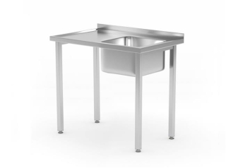 Stôl s drezom, skrutkovaný, HENDI, Kitchen Line, umývacia vaňa na pravej strane, 800x600x(H)850mm