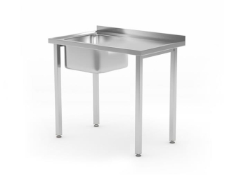 Stôl s drezom, skrutkovaný, HENDI, Kitchen Line, umývacia vaňa na ľavej strane, 800x600x(H)850mm